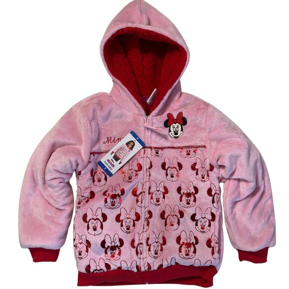 Disney Other - Minnie Mouse Kids Pink Plush Hoodie, NWT